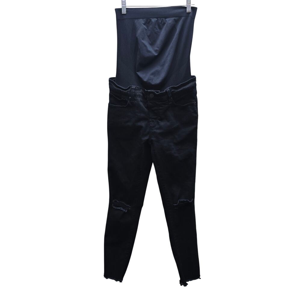 Blanqi Denim Maternity Belly Support Postpartum Skinny Jeans Stretch Black SZ 8